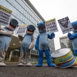 Sharks Protest at Thai Union's Italian Brand Mareblu in Milan