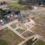 Vista aerea della demolizione della Chiesa di San Lamberto a Immerath